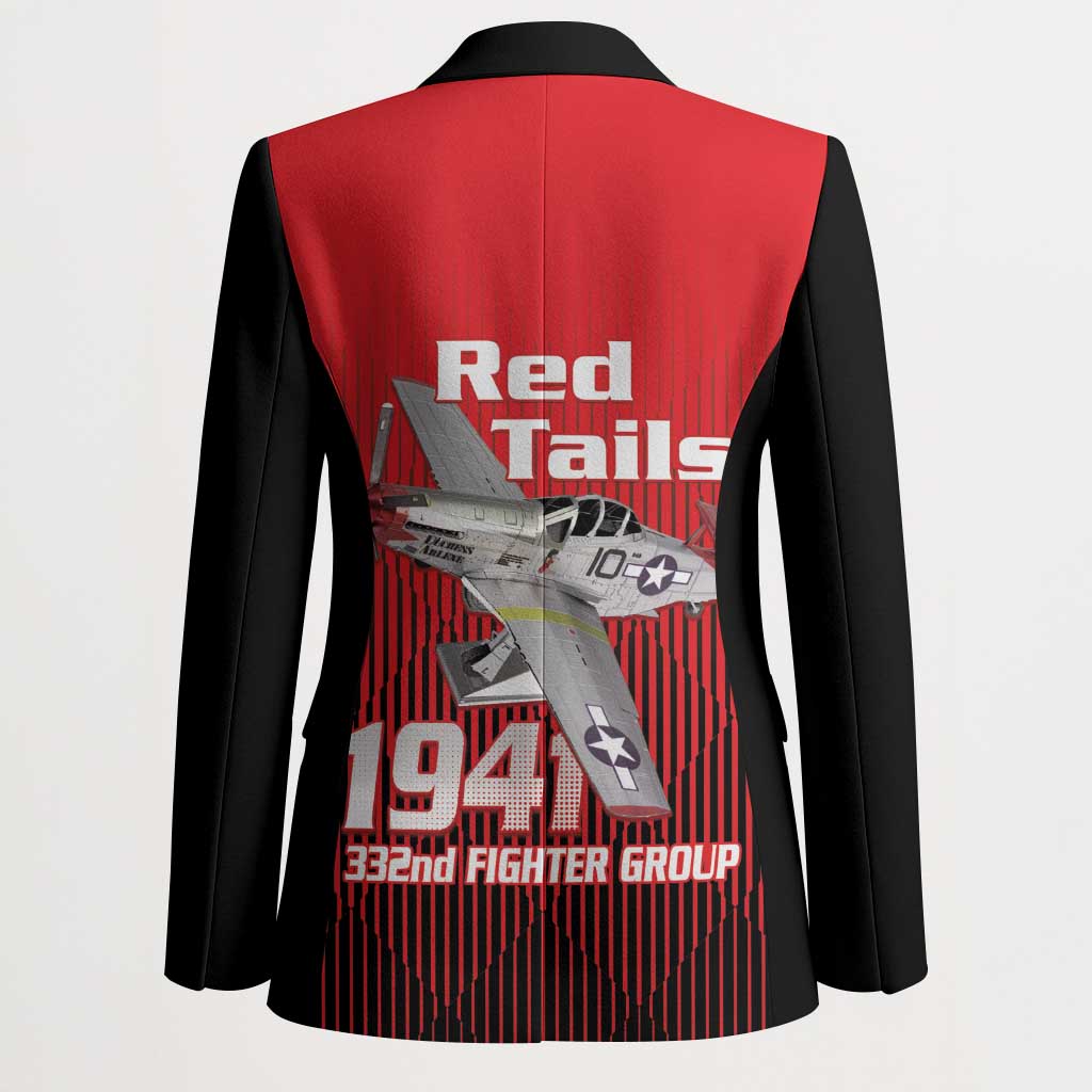 Tuskegee Red Tails Airmen Blazer P-51 Mustang 332nd Fighter Group - Black Red
