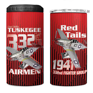 Tuskegee Red Tails Airmen 4 in 1 Can Cooler Tumbler 332nd Fighter Group - Black Red - African Pride