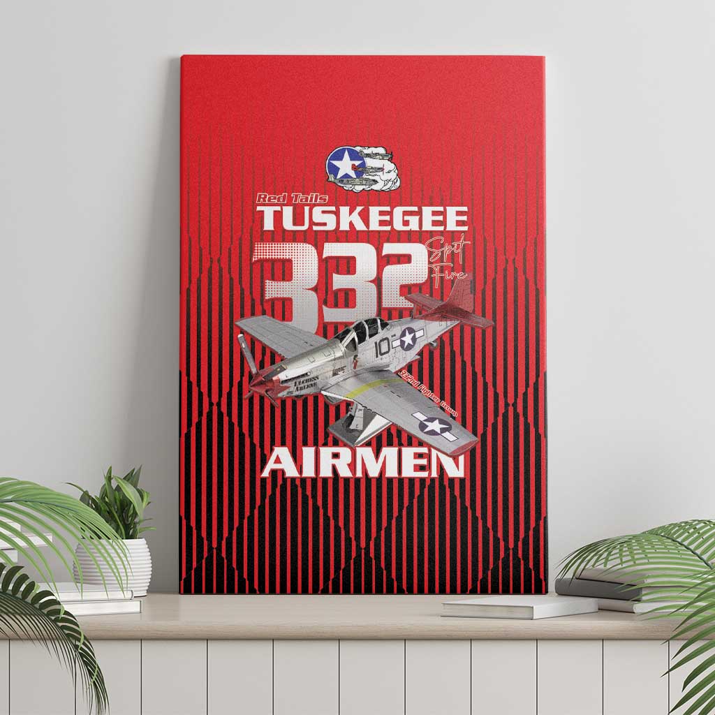 Tuskegee Red Tails Airmen Canvas Wall Art 332nd Fighter Group - Black Red - African Pride