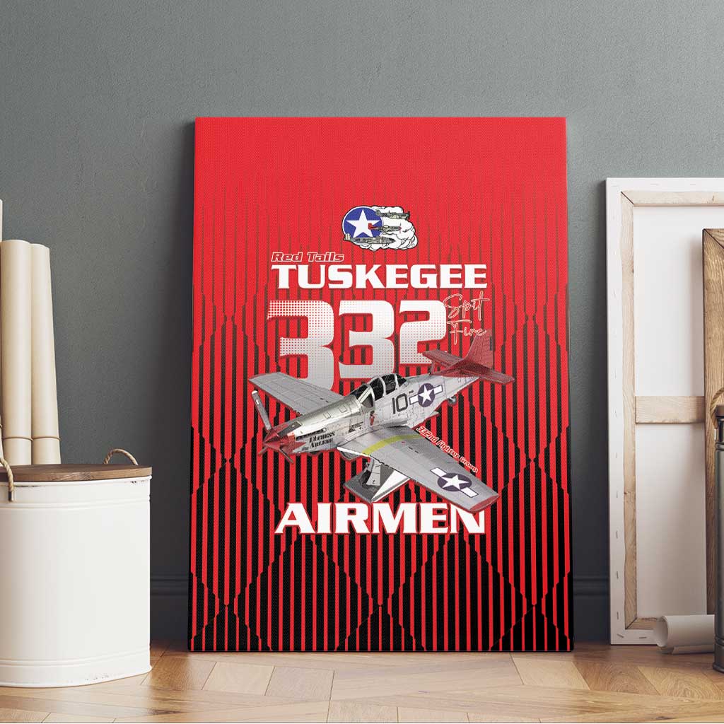 Tuskegee Red Tails Airmen Canvas Wall Art 332nd Fighter Group - Black Red - African Pride