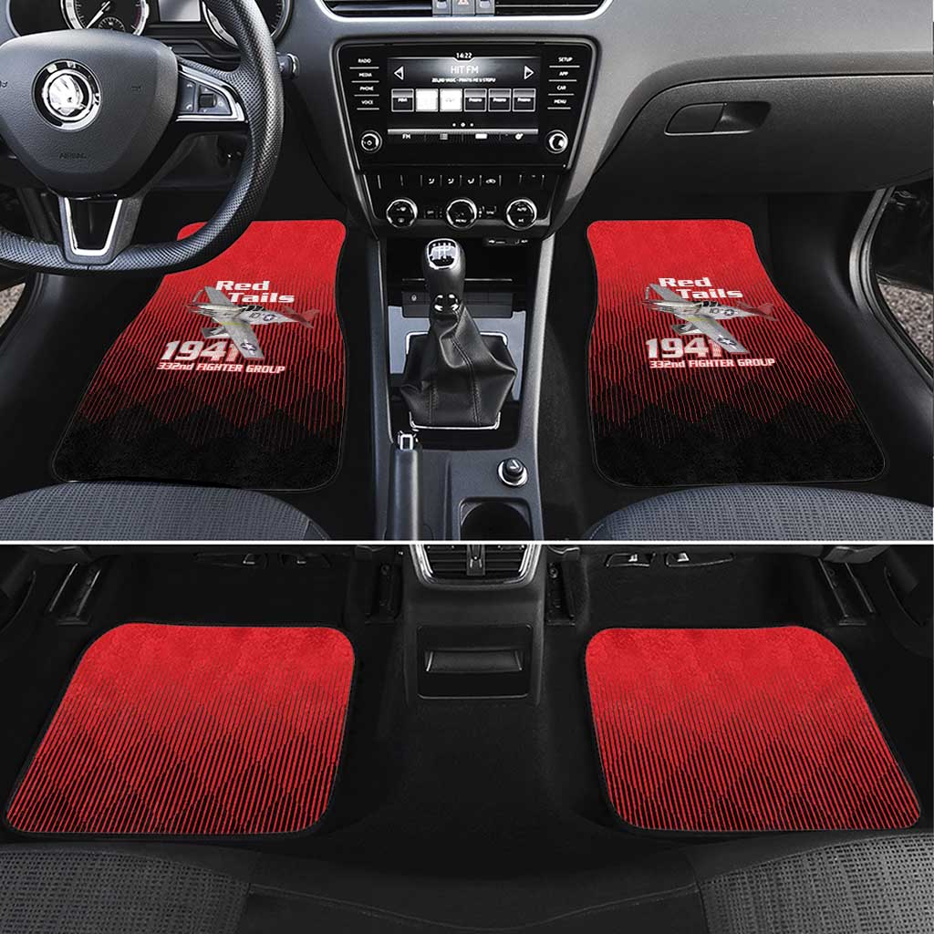 Tuskegee Red Tails Airmen Car Mats 332nd Fighter Group - Black Red - African Pride