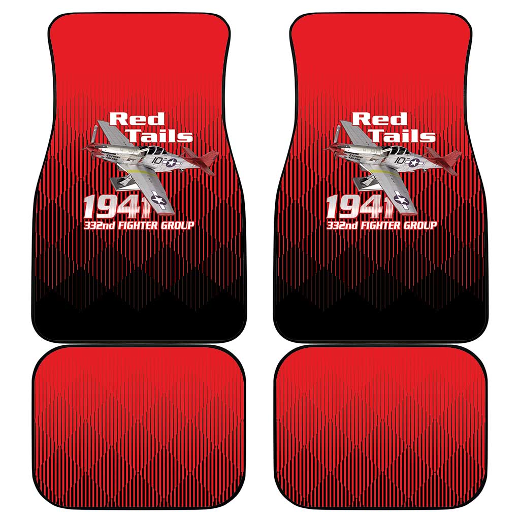 Tuskegee Red Tails Airmen Car Mats 332nd Fighter Group - Black Red - African Pride