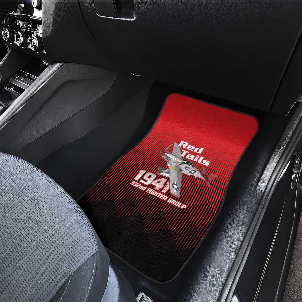 Tuskegee Red Tails Airmen Car Mats 332nd Fighter Group - Black Red - African Pride