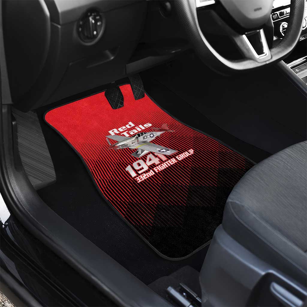 Tuskegee Red Tails Airmen Car Mats 332nd Fighter Group - Black Red - African Pride