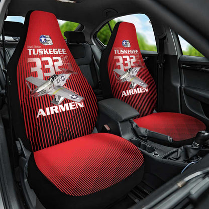 Tuskegee Red Tails Airmen Car Seat Cover 332nd Fighter Group - Black Red - African Pride