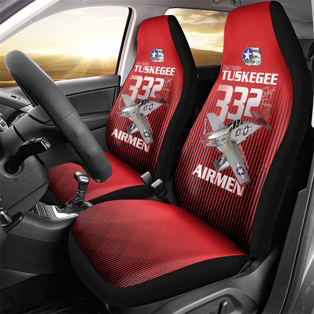 Tuskegee Red Tails Airmen Car Seat Cover 332nd Fighter Group - Black Red - African Pride