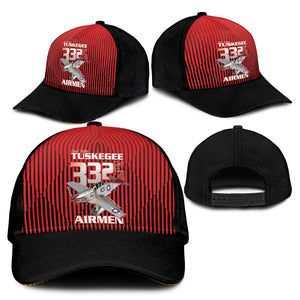 Tuskegee Red Tails Airmen Classic Cap 332nd Fighter Group - Black Red - African Pride