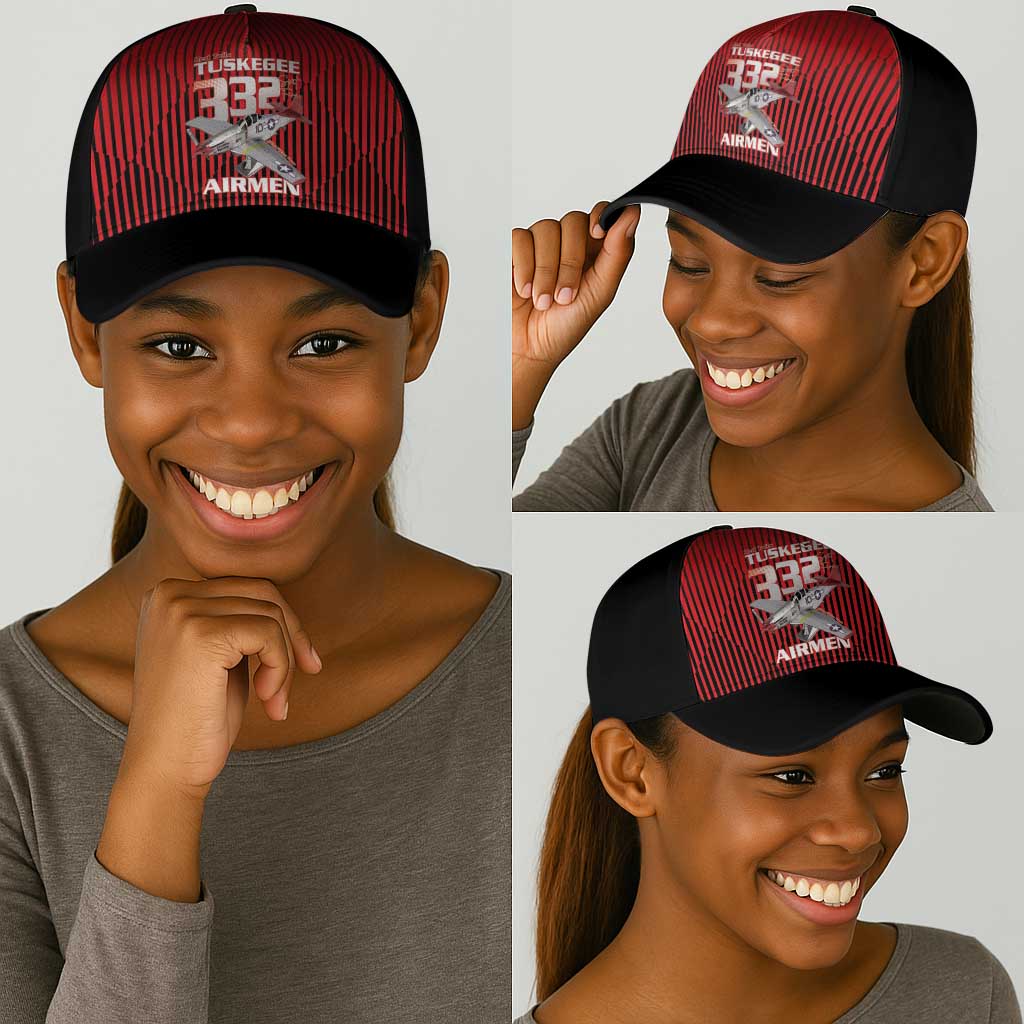 Tuskegee Red Tails Airmen Classic Cap 332nd Fighter Group - Black Red - African Pride