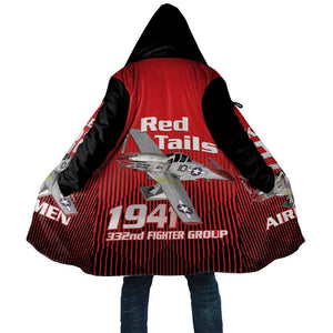 Tuskegee Red Tails Airmen Cloak P-51 Mustang 332nd Fighter Group - Black Red