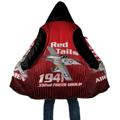 Tuskegee Red Tails Airmen Cloak P-51 Mustang 332nd Fighter Group - Black Red