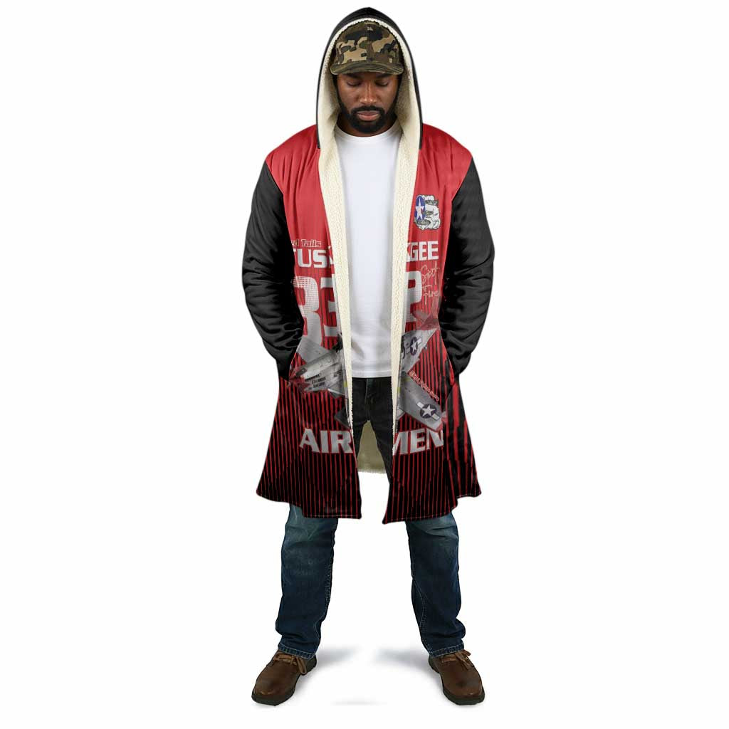 Tuskegee Red Tails Airmen Cloak P-51 Mustang 332nd Fighter Group - Black Red