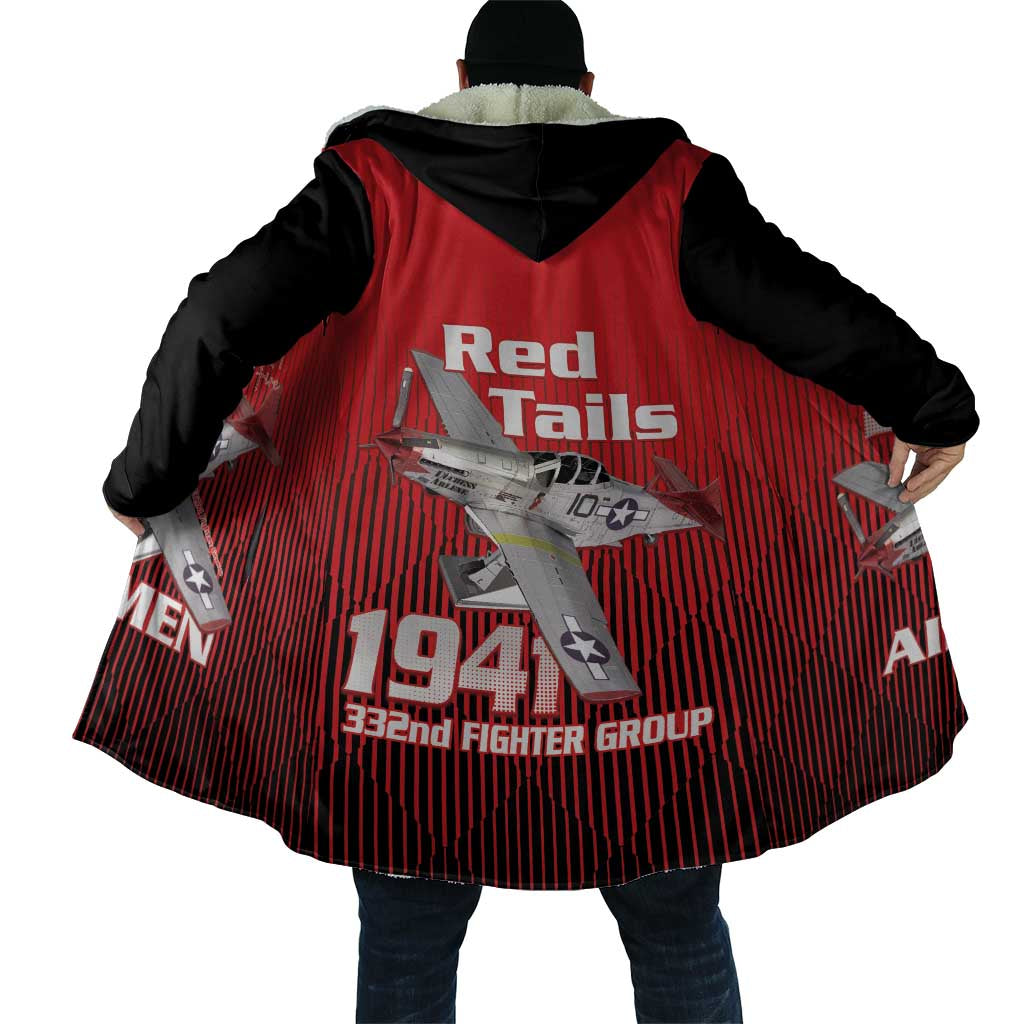 Tuskegee Red Tails Airmen Cloak P-51 Mustang 332nd Fighter Group - Black Red