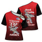 Tuskegee Red Tails Airmen Cross Shoulder Shirt P-51 Mustang 332nd Fighter Group - Black Red