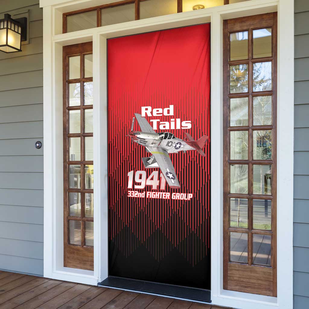 Tuskegee Red Tails Airmen Door Cover P-51 Mustang 332nd Fighter Group - Black Red