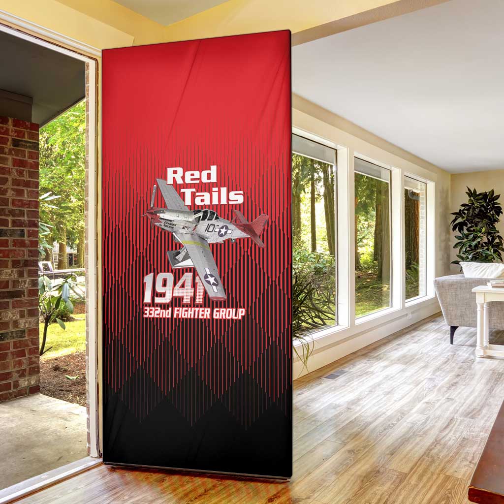 Tuskegee Red Tails Airmen Door Cover P-51 Mustang 332nd Fighter Group - Black Red