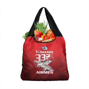 Tuskegee Red Tails Airmen Grocery Bag 332nd Fighter Group - Black Red - African Pride