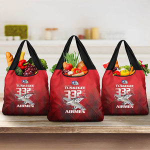 Tuskegee Red Tails Airmen Grocery Bag 332nd Fighter Group - Black Red - African Pride