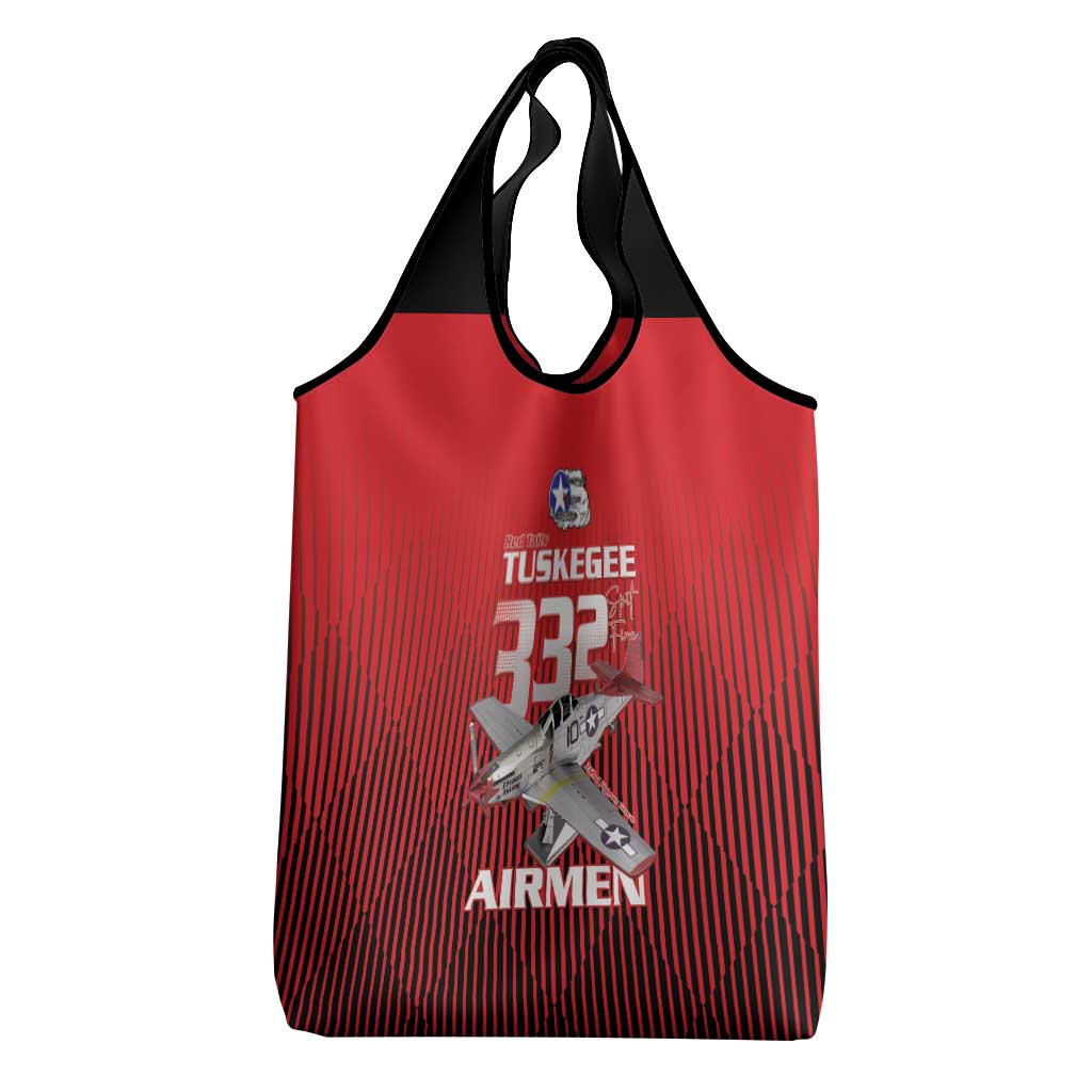 Tuskegee Red Tails Airmen Grocery Bag 332nd Fighter Group - Black Red - African Pride