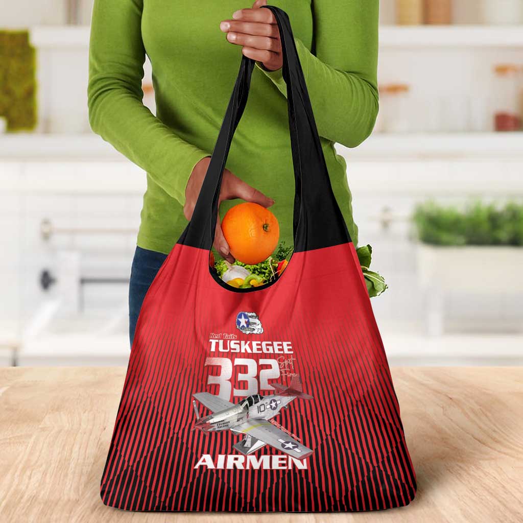 Tuskegee Red Tails Airmen Grocery Bag 332nd Fighter Group - Black Red - African Pride