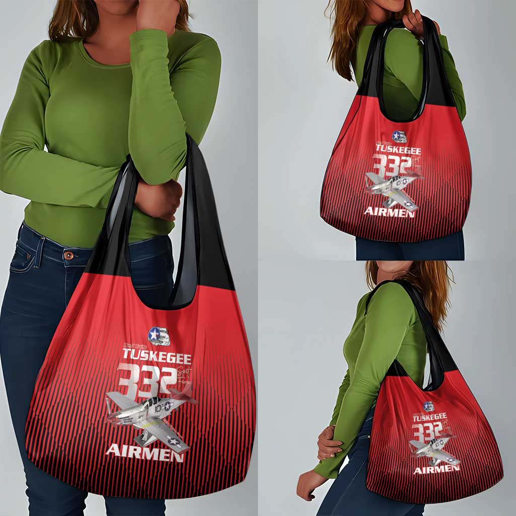 Tuskegee Red Tails Airmen Grocery Bag 332nd Fighter Group - Black Red - African Pride