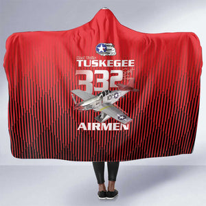 Tuskegee Red Tails Airmen Hooded Blanket 332nd Fighter Group - Black Red - African Pride