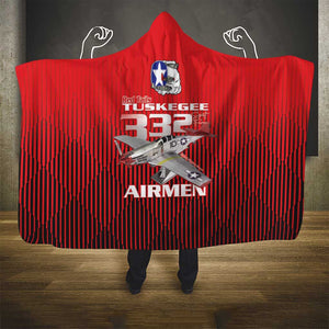 Tuskegee Red Tails Airmen Hooded Blanket 332nd Fighter Group - Black Red - African Pride