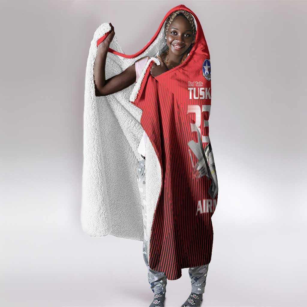 Tuskegee Red Tails Airmen Hooded Blanket 332nd Fighter Group - Black Red - African Pride