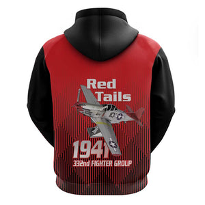 Tuskegee Red Tails Airmen Hoodie 332nd Fighter Group - Black Red - African Pride