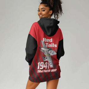 Tuskegee Red Tails Airmen Hoodie Dress 332nd Fighter Group - Black Red - African Pride