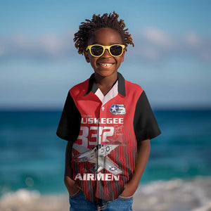 Tuskegee Red Tails Airmen Kid Hawaiian Shirt 332nd Fighter Group - Black Red - African Pride
