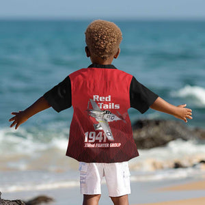 Tuskegee Red Tails Airmen Kid Hawaiian Shirt 332nd Fighter Group - Black Red - African Pride