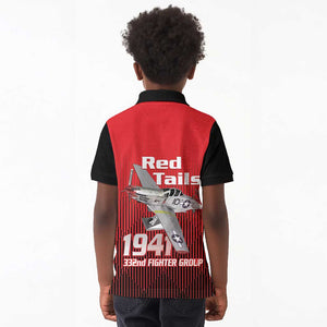 Tuskegee Red Tails Airmen Kid Polo Shirt 332nd Fighter Group - Black Red - African Pride