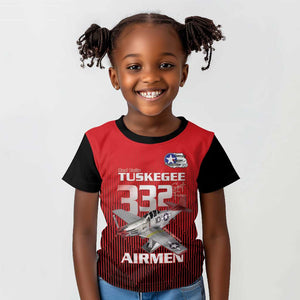 Tuskegee Red Tails Airmen Kid T shirt 332nd Fighter Group - Black Red - African Pride