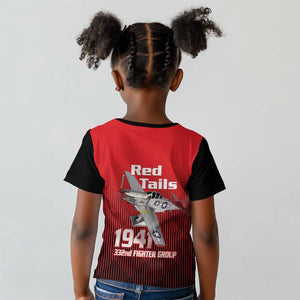 Tuskegee Red Tails Airmen Kid T shirt 332nd Fighter Group - Black Red - African Pride