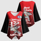 Tuskegee Red Tails Airmen Kimono Sleeve Blouse P-51 Mustang 332nd Fighter Group - Black Red