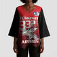 Tuskegee Red Tails Airmen Kimono Sleeve Blouse P-51 Mustang 332nd Fighter Group - Black Red