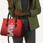 Tuskegee Red Tails Airmen Leather Bag P-51 Mustang 332nd Fighter Group - Black Red