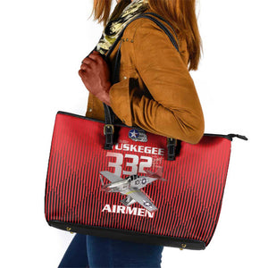 Tuskegee Red Tails Airmen Leather Tote Bag 332nd Fighter Group - Black Red - African Pride