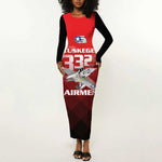 Tuskegee Red Tails Airmen Long Sleeve Bodycon Dress 332nd Fighter Group - Black Red - African Pride