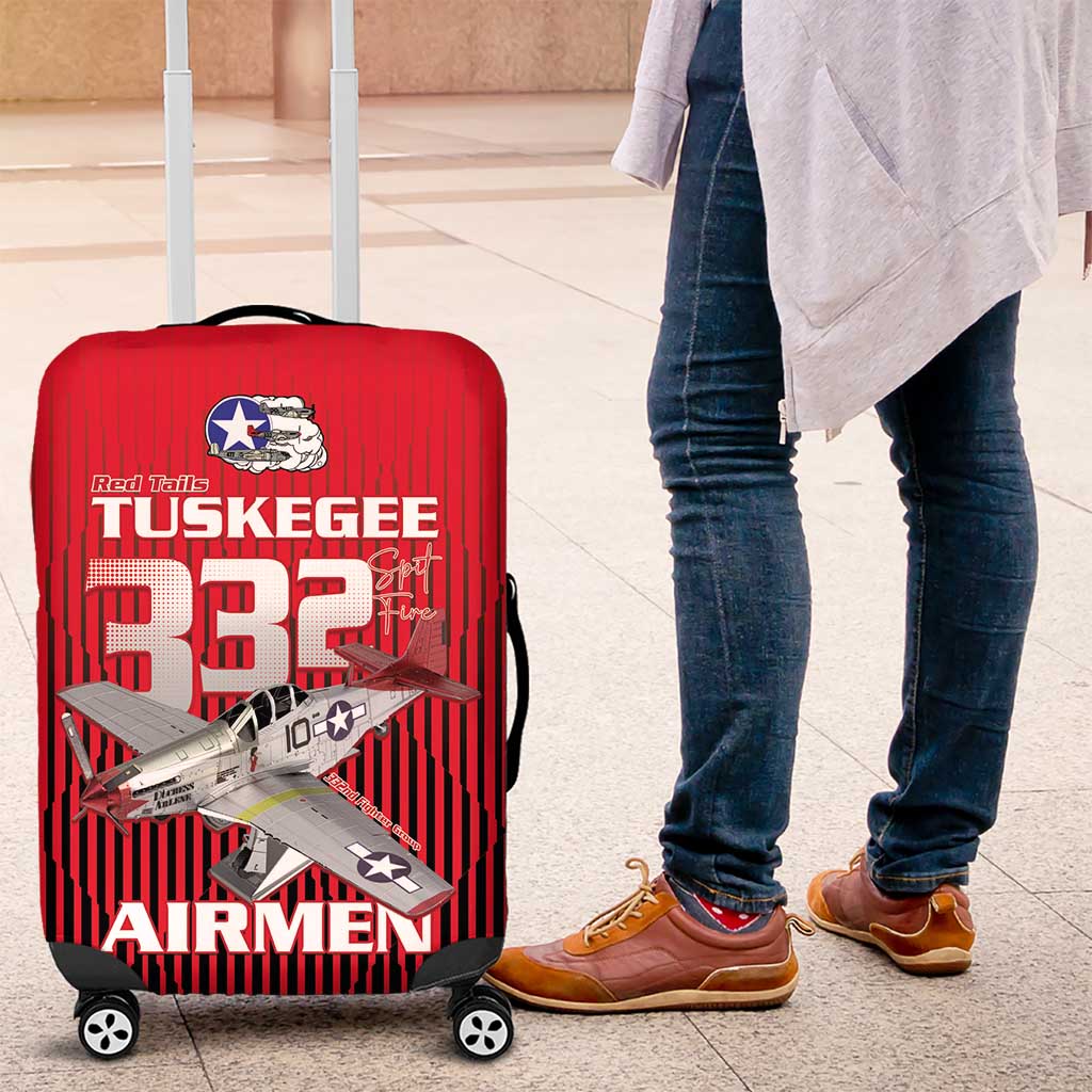 Tuskegee Red Tails Airmen Luggage Cover 332nd Fighter Group - Black Red - African Pride