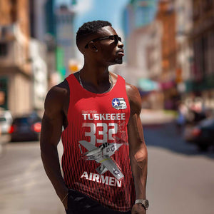 Tuskegee Red Tails Airmen Men Tank Top 332nd Fighter Group - Black Red - African Pride