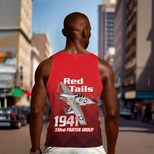 Tuskegee Red Tails Airmen Men Tank Top 332nd Fighter Group - Black Red - African Pride