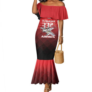 Tuskegee Red Tails Airmen Mermaid Dress 332nd Fighter Group - Black Red - African Pride