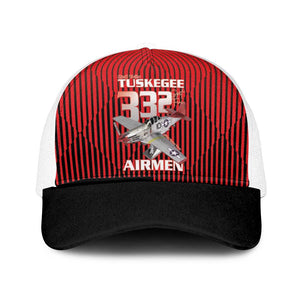 Tuskegee Red Tails Airmen Mesh Trucker Cap 332nd Fighter Group - Black Red - African Pride