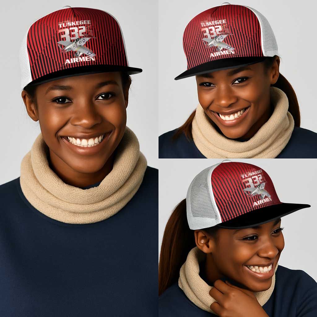 Tuskegee Red Tails Airmen Mesh Trucker Cap 332nd Fighter Group - Black Red - African Pride