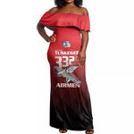 Tuskegee Red Tails Airmen Off Shoulder Maxi Dress 332nd Fighter Group - Black Red - African Pride