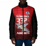 Tuskegee Red Tails Airmen Padded Jacket P-51 Mustang 332nd Fighter Group - Black Red