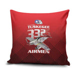 Tuskegee Red Tails Airmen Pillow Cover P-51 Mustang 332nd Fighter Group - Black Red
