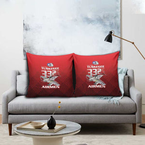 Tuskegee Red Tails Airmen Pillow Cover P-51 Mustang 332nd Fighter Group - Black Red