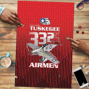 Tuskegee Red Tails Airmen Puzzle P-51 Mustang 332nd Fighter Group - Black Red